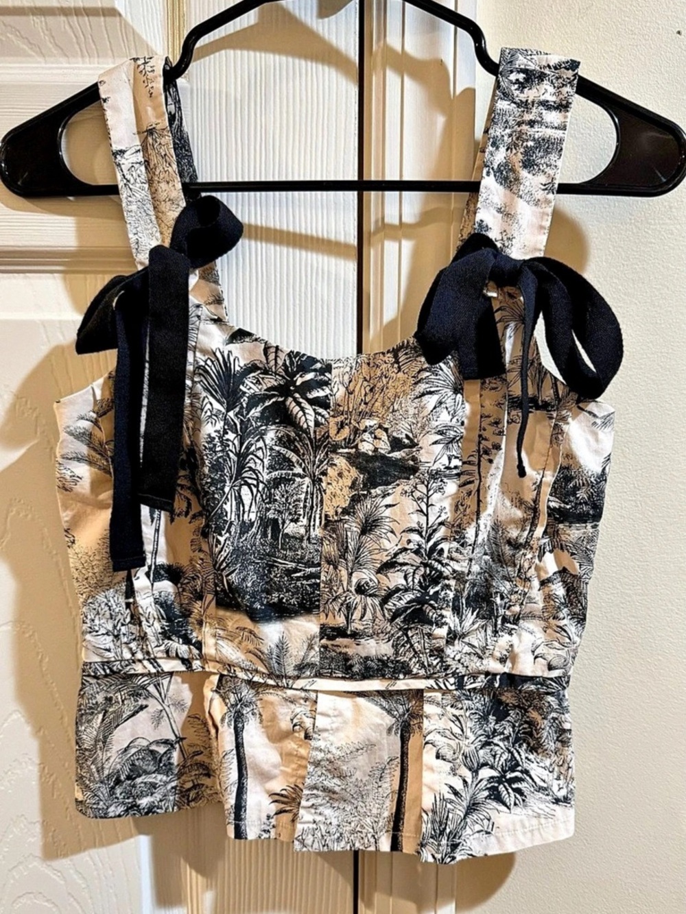 Antonio Melani x Jennifer Sumko Hillary Toile Print Sateen Scoop Neck Bow Tie